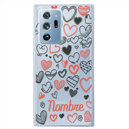 Funda Galaxy Antigolpes Corazones Personalizada Tu Nombre