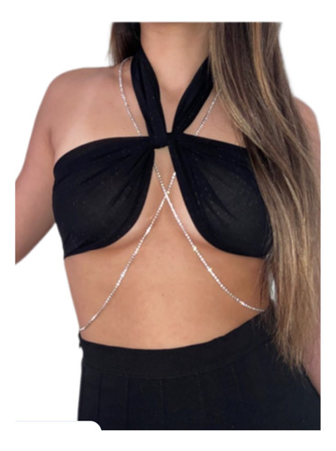 Bodychain Arnés De Cuerpo Regulable De Strass Plateado