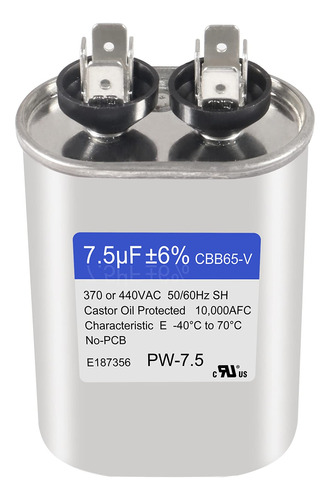 D-flife Condensador De Arranque Ovalado De 7.5 Uf ±6% 10 Mfd