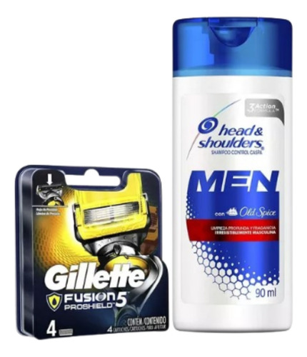 Kit Cartuchos Gillette X4 + Shampoo Head & Shoulders 90ml