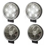 Kit 4 Farol Milha Auxiliar Redondo 6 Leds 12v/24v 18w Par