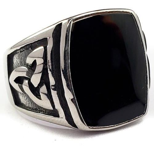 Anillo Triqueta Vida Muerte Reencarnación Inoxidable Negro B