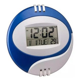 Reloj Digital Pared Azul Escritorio Alarma Fecha 3885a Color De La Estructura Azul Gris Color Del Fondo Gris
