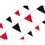 Tira Banderín Rojo Con Negro 50m Polietileno Triangular