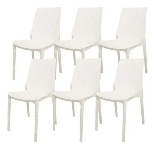 Sillas Plasticas Simil Rattan Jardin Harmony Pack 6 Ct Color Blanco