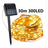 Parpadea Con Panel Solar Fairy Wire, 300 Led, 30 Metros