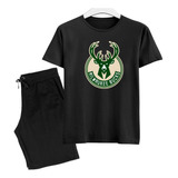 Camisa E Calção Temporada Basquete Kit Infantil Bucks