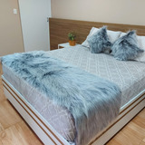 Peseira Manta Pelucia Pêlo Alto Para Cama Queen - 2,00 X 0,60m Cor Jabuticaba (cinza) Desenho Do Tecido Liso