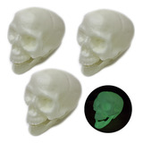 Kit 3 Cranio Caveira Esqueleto Neon Brilha Escuro Halloween Cor Branco