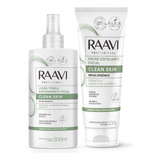 Kit Loção Tônica Facial + Creme Esfoliante Clean Skin Raavi
