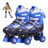 Patines Ajustables 4 Ruedas Protección Para Niños Doble Fila