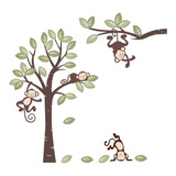 Adesivo Safari Infantil Macacos Galho E Árvore Com Folhas