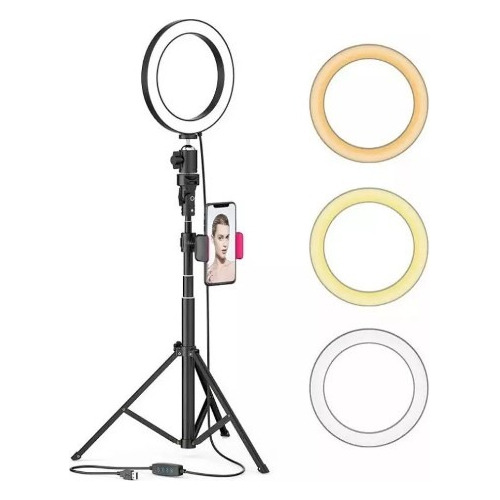 Aro Luz Led Regulable 16cm Tripie 1.6m Foto Video Maquillaje