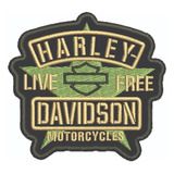 Patch Bordado Hd Harley Live Free 8cm  Hdm098l080a075