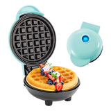 Mini Waflera Electrónica Para Desayunos Waffle Redondo Color Azul