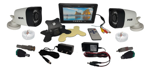 Kit Monitor 7 Lcd + 2 Camera Infravermelho Com  Leds+2 Cabos