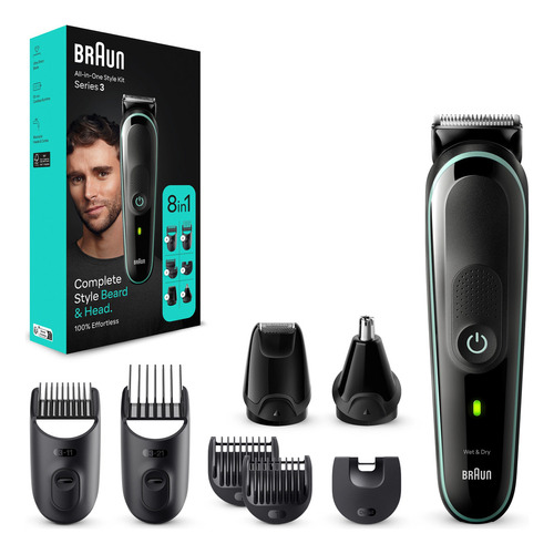 Recortadora De Barba Braun Mgk3441 8 En 1 Color Negro