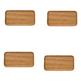 4 Bandejas Para Servir, Plato Rectangular De Madera Maciza C