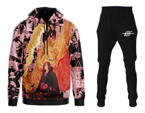 Conjunto Moletom Itachi Anime Naruto Blusa + Calça Top Full