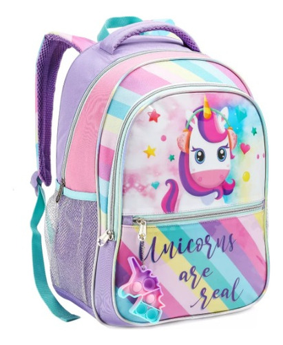 Mochila Infantil Costas Escolar Menina Unicórnio Denlex 1328