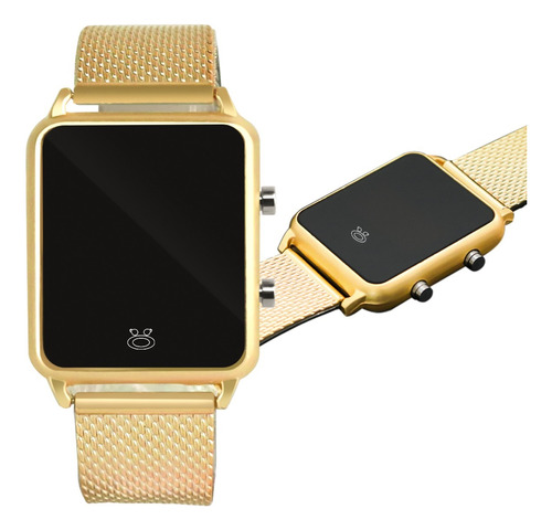 Relógio Feminino Original Led Silicone Dourado Atacado Nfe
