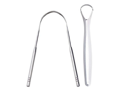 Raspador De Língua Em Aço Inox Para Higiene Bucal Kit 2 Pcs