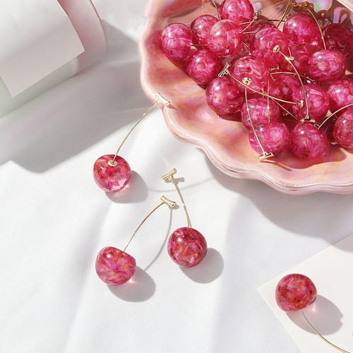 Aretes Largos Cereza Divinos Elegantes Originales Kawaii