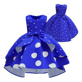 Vestido Princesa Azul Con Lunares Para Niña T 2 -12 Años 