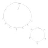 Colar Choker E Pulseira Lua Estrela Prata 925