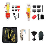 Kit Barbeiro Wmark Maquinas Corte 108 + Acab 202 + Tesouras