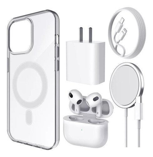 5kit Cargador Inalámbrico Magsafe 20w Para iPhone+audifono