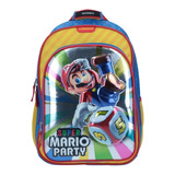 Mochila Super Mario Party Tornasol 3d Primaria Chenson Color Azul Diseño De La Tela Tornasol, 3d