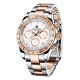 Reloj De Cuarzo Pagani Design Impermeable Oro Rosa P/hombre