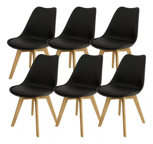 Sillas X6 Tulip Eames Comedor Con Almohadón Patas Madera