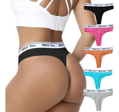 Tangas De Algodón Con Letras Para Mujer, Paquete De 5 Uds. | MercadoLibre