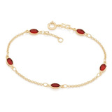 Pulseira Composta Por 4 Cristais Vermelho - Rommanel 551614