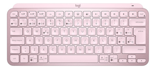 Logitech Mx Keys Mini, Teclado Avanzado Recargable, Rosado Teclado Rosa Idioma Español