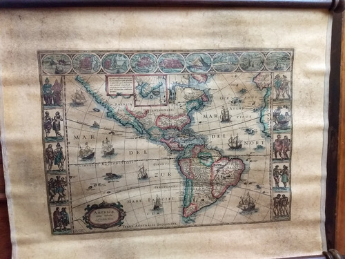 Antiguo Mapa Americae Nova Tabula Para Colgar