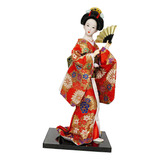 Estatua Asiática, Muñeca Japonesa De Geisha Con Kimono,