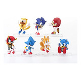 Kit 7 Bonecos Sonic Hedgehog  Miniaturas Em Pedestal Coleção