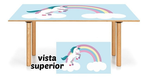 Vinilo Para Mesa Unicornio Infantil Arcoiris Rainbow