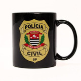 Caneca De Cerâmica Preta Policia Civil Sp