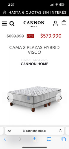 Cama 2 Plazas Cannon Hybrid Visco