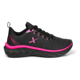 Tenis Feminino Preto Rosa Xtry Original + Meia Lupo +relógio