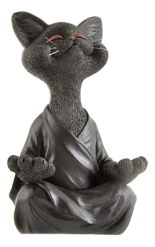 Estatua De Gato De Meditación, Escultura Zen, Decoración De