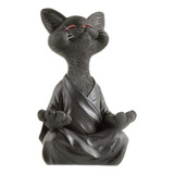 Estatua De Gato De Meditación, Escultura Zen, Decoración De