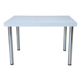 Mesa De Jantar 4 Lugares Em Mdf Quartzo Pé Ferro 90x90cm