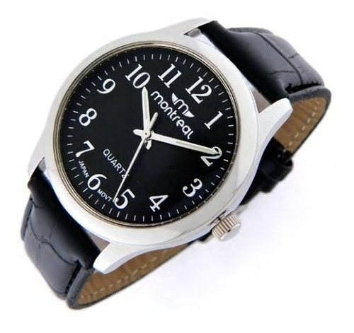 Reloj Montreal Hombre Md Malla De Cuero C/ Estuche