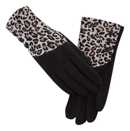 Guantes Modernos Con Estampado De Leopardo Y Pantalla Táctil