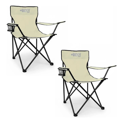 2 Sillas Playera Plegable Portatil Para Exteriores Camping Color Beige | Envío gratis